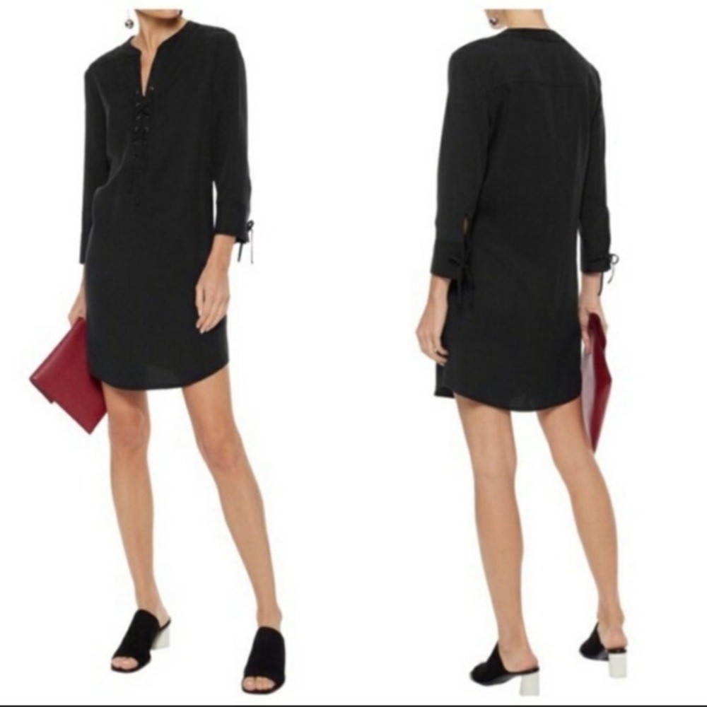 Theory Jullitah Black Lace Up Tencel Dress